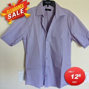 Venti Purple Slim Short Sleeve Men Button Down Dress Shirt Large 41